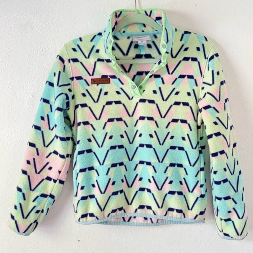Obermeyer Heritage Collection Retro Pastel Geometric Fleece Pullover Sz Medium